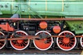 Wheels of the old locomotive and the elements of the drive Royalty Free Stock Photo