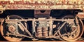 Wheels of an old rusty wagon abandoned in the train cemetery of Uyuni Bolivia Royalty Free Stock Photo