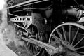 Wheels of an old steam locomotive