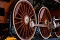 Wheels of an old steam locomotive close-up Royalty Free Stock Photo