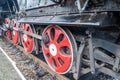 Wheels old vintage retro black locomotive with red star Royalty Free Stock Photo