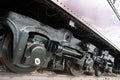 Wheels on railroad carriage Royalty Free Stock Photo