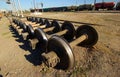 Wheels for railway wagons. Royalty Free Stock Photo