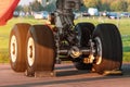 Wheels rubber tire rear landing gear racks, under wing view Royalty Free Stock Photo