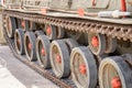 Wheels and tank tracks of undefined tank Royalty Free Stock Photo