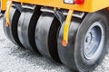 Wheels of the tractor or roller of the paver Royalty Free Stock Photo