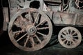 A wheels of the vintage wooden wagon Royalty Free Stock Photo