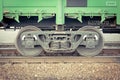 Wheelset of the railway freight wagon Royalty Free Stock Photo