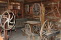 WheelwrightÃÂ´s workshop with tools and wheels Royalty Free Stock Photo