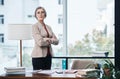 This is where business magic happens. Cropped portrait of an attractive mature businesswoman standing alone with her