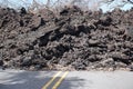 Roadblock caused by lava flow from 2018 Kilauea volcano eruptions on the Island of Hawaii Puna District Royalty Free Stock Photo