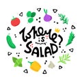 Where is my salad lettering with vegetables