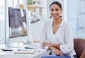 Where others fail youll prevail in time. Portrait of a young businesswoman sitting at a desk in a modern office. Royalty Free Stock Photo