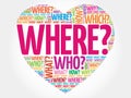 Where? Question heart, Questions words