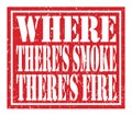 WHERE THERE`S SMOKE THERE`S FIRE, text written on red stamp sign