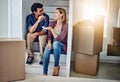 This is where well be sharing many more great memories. a man handing his wife the keys of their new home. Royalty Free Stock Photo