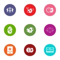 Wherewithal icons set, flat style Royalty Free Stock Photo