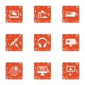 Wherewithal icons set, grunge style Royalty Free Stock Photo