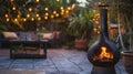 Whether entertaining or simply enjoying a quiet evening outside the chiminea adds a touch of sophistication and comfort Royalty Free Stock Photo