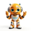 An isolated cute orange robot with a smile Royalty Free Stock Photo