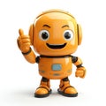 An isolated cute orange robot with a smile Royalty Free Stock Photo