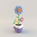 3D stylish flowers in a pot.