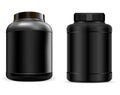 Whey Protein Container. Black Protein Jar. Vector Can Royalty Free Stock Photo