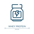 Whey protein icon. Linear vector illustration from sport fitness collection. Outline whey protein icon vector. Thin line symbol