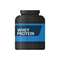 Whey protein isolated on white background. Sports nutrition icon container package, fitness protein power. Bodybuilding Royalty Free Stock Photo