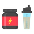 Whey protein with sports shaker flat icon Royalty Free Stock Photo