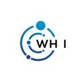 WHI letter technology logo design on white background. WHI creative initials letter IT logo concept. WHI letter design