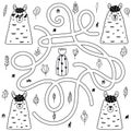 Which llama comes to the cactus. Black and white maze game