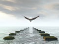 Which way to choose, make a decision, eagle choice - 3D render