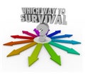 Which Way to Survival Quesion Arrows Pointing Way