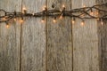 Whiite Christmas Tree Lights with Rustic Wood Royalty Free Stock Photo