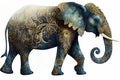 Whimiscal elephant with golden ornamated Royalty Free Stock Photo