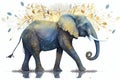 Whimiscal elephant with golden ornamated Royalty Free Stock Photo