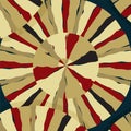 Whimsical abstract pattern with colourful lines for scarf. Ornament with red and different shades of beige ribbons on navy