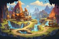 Whimsical Adventure Vibrant 2D Cartoon Map for an Enchanting Game World