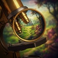 A whimsical, AI-generated scene featuring a microscopic view Royalty Free Stock Photo