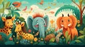 whimsical animal kingdom cute illustration