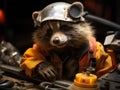 Raccoon crafts with helmet and soap bar