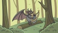 Whimsical Bat Creature Perched on a Log, vector design Generative AI Royalty Free Stock Photo
