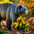 A whimsical bear with wings made of autumn leaves, exploring a magical forest during the changing seasons4, Generative AI