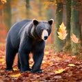 A whimsical bear with wings made of autumn leaves, exploring a magical forest during the changing seasons2, Generative AI