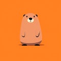 Whimsical Beaver Cartoon On Orange Background