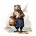Whimsical Beaver With Flowers: Concept Art Inspired By Maritime Scenes