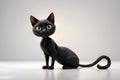 Whimsical Black Cat with Expressive Eyes. Created with Generative AI Royalty Free Stock Photo