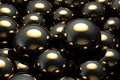 Whimsical black and gold abstract digital Illustration of soft color matt 3D balls