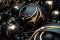 Whimsical black and gold abstract soft color matt 3D balls